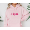 Sweat brodé Octobre rose electrocardiogramme  personnalisable