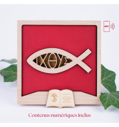 Cadre décoratif Ichthus, bois de hêtre : accès Bible & méditations