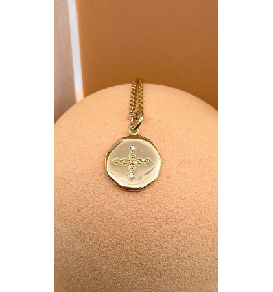 Collier croix en strass en Plaqué Or | Louange à toi