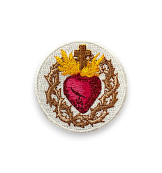 Patch Sacré Coeur de Jésus rond Blanc