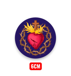 Patch Sacré Coeur de Jésus rond Bleu