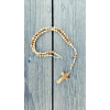 Chapelet en bois d’olivier macramé avec fermoir et crucifix en bois