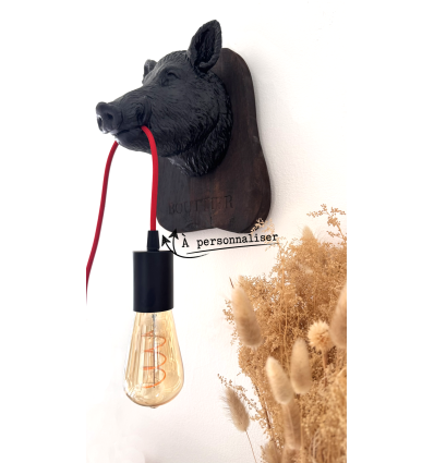 Lampe Sanglier noire personnalisable