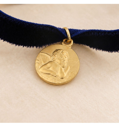 Au fil de velours – Bracelet Médaille Ange Raphaël