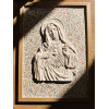 Détails sculptés de la Vierge Marie et de son Cœur Immaculé, décoration religieuse artisanale