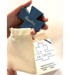 Croix personnalisée avec prénom – Bleu