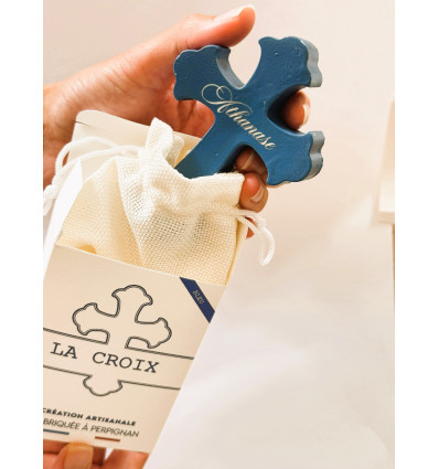 Croix florencée personnalisée – Bleu