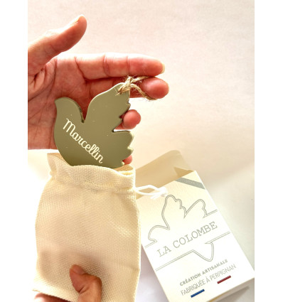 Colombe personnalisée avec prénom – Vert kaki