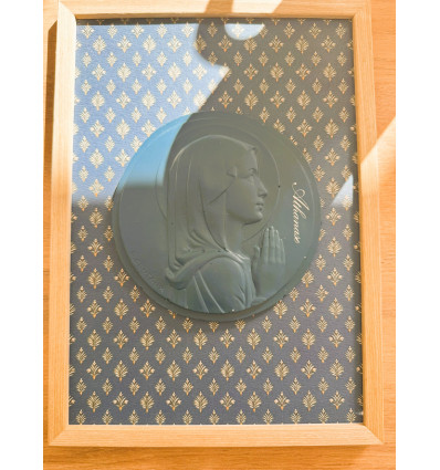 Cadre Vierge Marie personnalisé – Liberty fleuri bleu