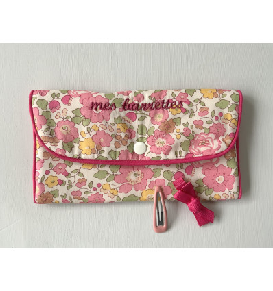 Made in Love Pochetteplage range barrette Liberty Betsy Vanille rose scintillant