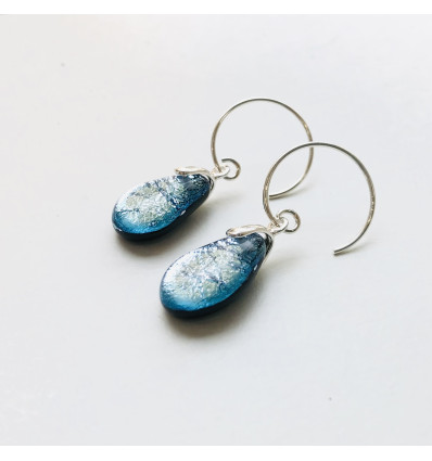 Boucle PERLE dichroïque argent