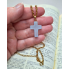 Collier croix bleue (fait main en France)