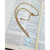 Collier croix bleue (fait main en France)