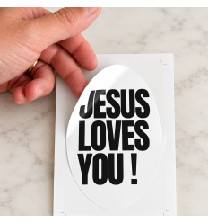 Sticker ovale Jesus Loves You !