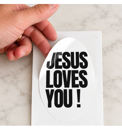 Sticker ovale Jesus Loves You !