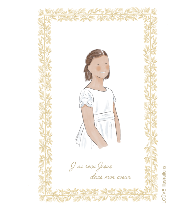 Signet communiante - fillette cheveux courts bruns