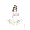 Signet communiante - fillette cheveux longs bruns