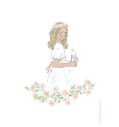 Signet communiante - fillette cheveux longs blonds