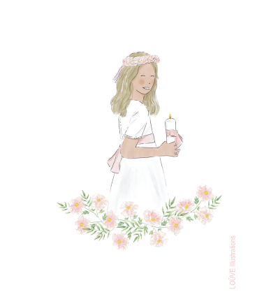 Signet communiante - fillette cheveux longs blonds