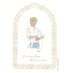 Signet communiant blond et agneau