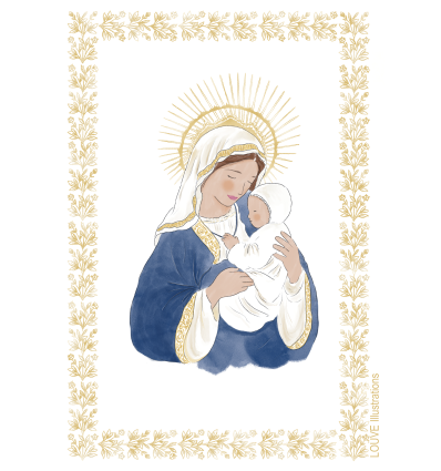Signet baptême - Vierge à l'enfant