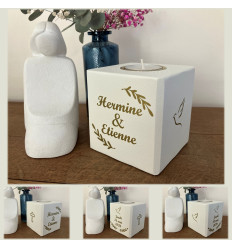 Bougeoir cube de mariage personnalisé