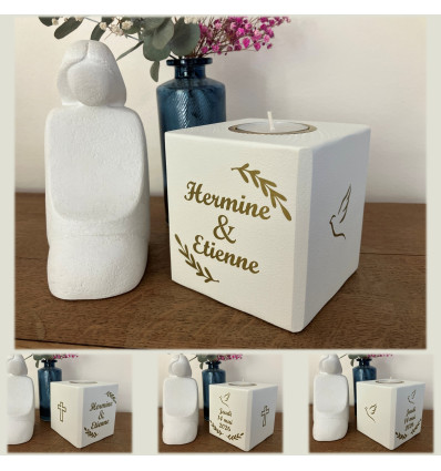 Bougeoir cube de mariage personnalisé