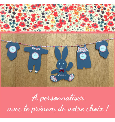 Fil à linge doudous motifs rouges personnalisé