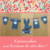Fil à linge doudous motifs rouges personnalisé