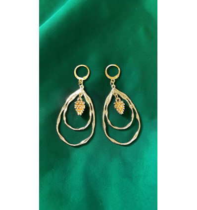 Boucles d'oreilles Pomme de Pin Dorée