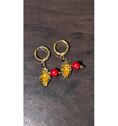 Boucles d'oreilles Pomme de pin et boule de Noël