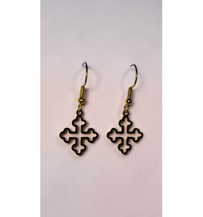 Boucles d'oreilles pendantes Croix Trèfles