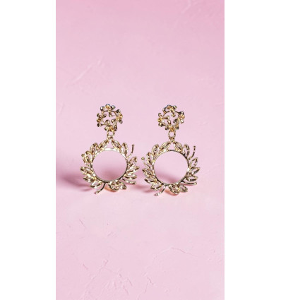Boucles d’oreilles Couronne de Laurier Dorée