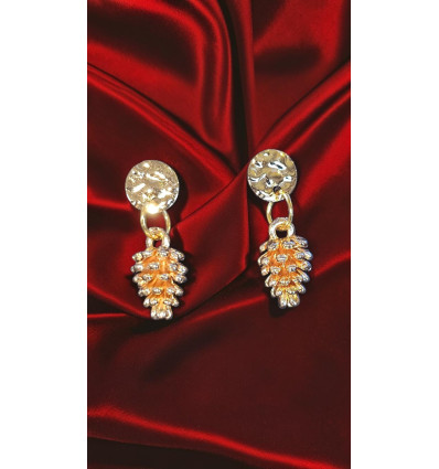 Boucles d’oreilles Pomme de Pin Dorée
