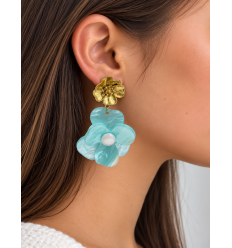 Boucles  d’oreilles Fleur (bleu)